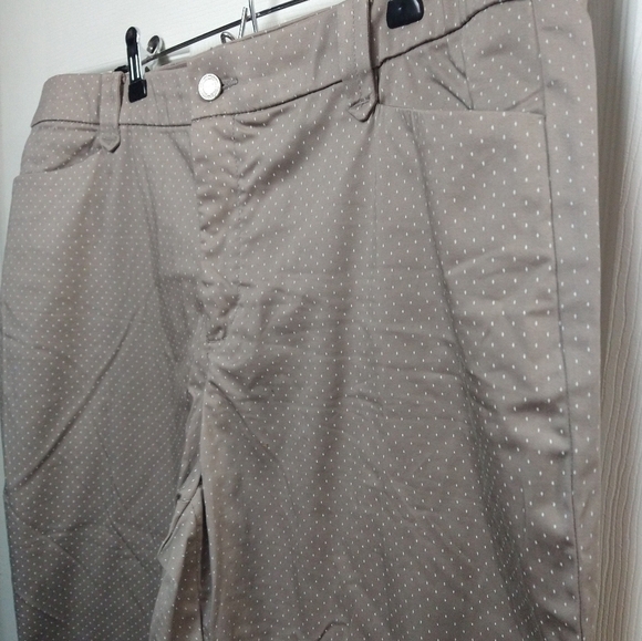 $Khakis &co brown white elongated dot cropped ankle elastic stretch pants Size18 - Picture 2 of 12